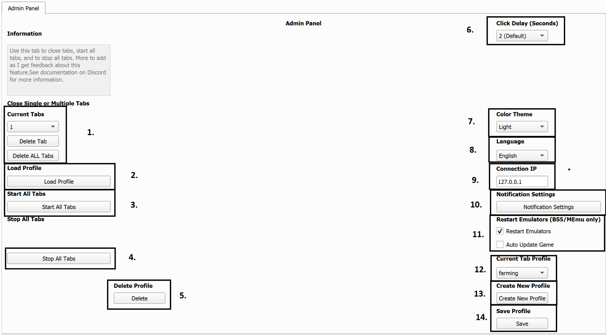 Admin Tab Settings (Cài đặt Tab Quản trị)